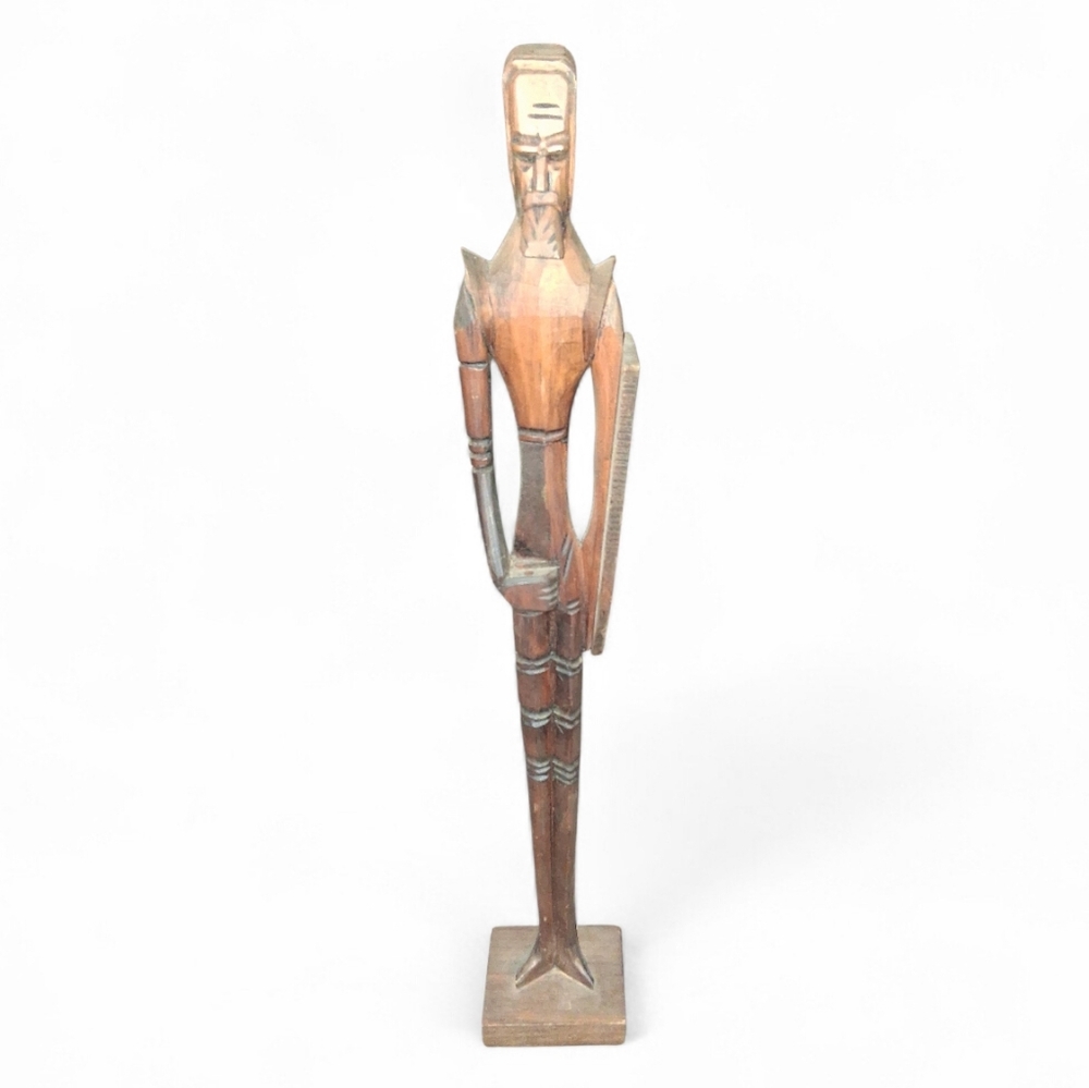 Mexican Handcrafted Wooden Man Of La Mancha Statue 19 Inches Tall With Base